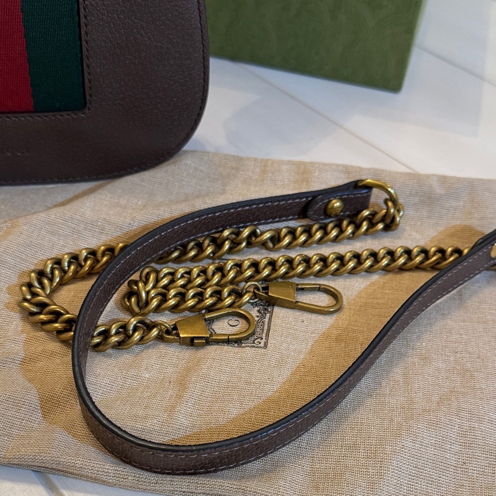 Gucci Totem Crystal Heart Brown Leather Crossbody with Two Straps - Picture 4 of 13